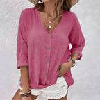 Casual Relaxed Button-Up Blouse for Women