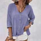 Casual Relaxed Button-Up Blouse for Women