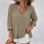 Casual Relaxed Button-Up Blouse for Women