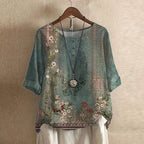 Casual Retro-Inspired Floral Blouse for Women