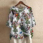 Casual Retro-Inspired Floral Blouse for Women