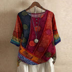 Casual Retro-Inspired Floral Blouse for Women