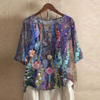 Casual Retro-Inspired Floral Blouse for Women