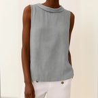 Casual Sleeveless Roll Collar Top for Women