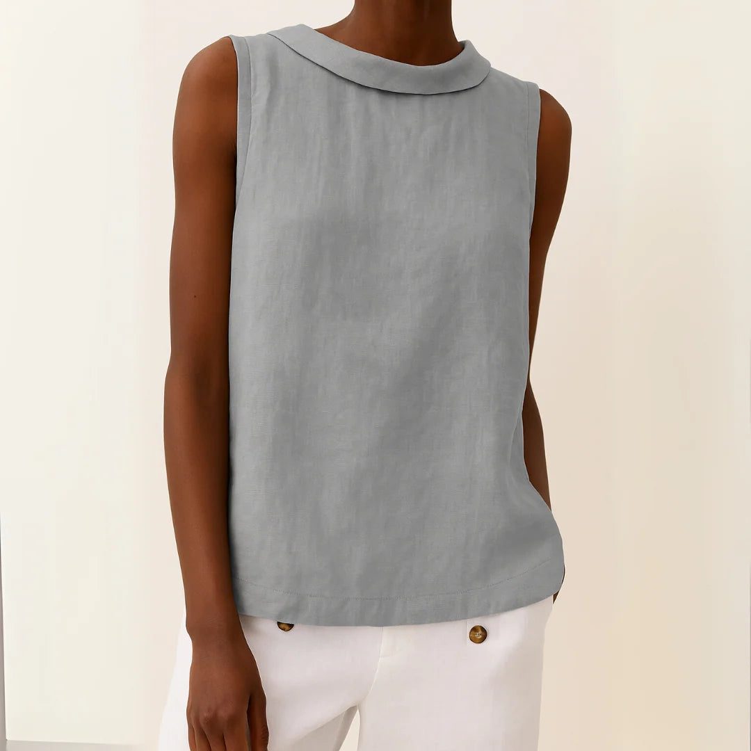 Casual Sleeveless Roll Collar Top for Women