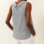 Casual Sleeveless Roll Collar Top for Women