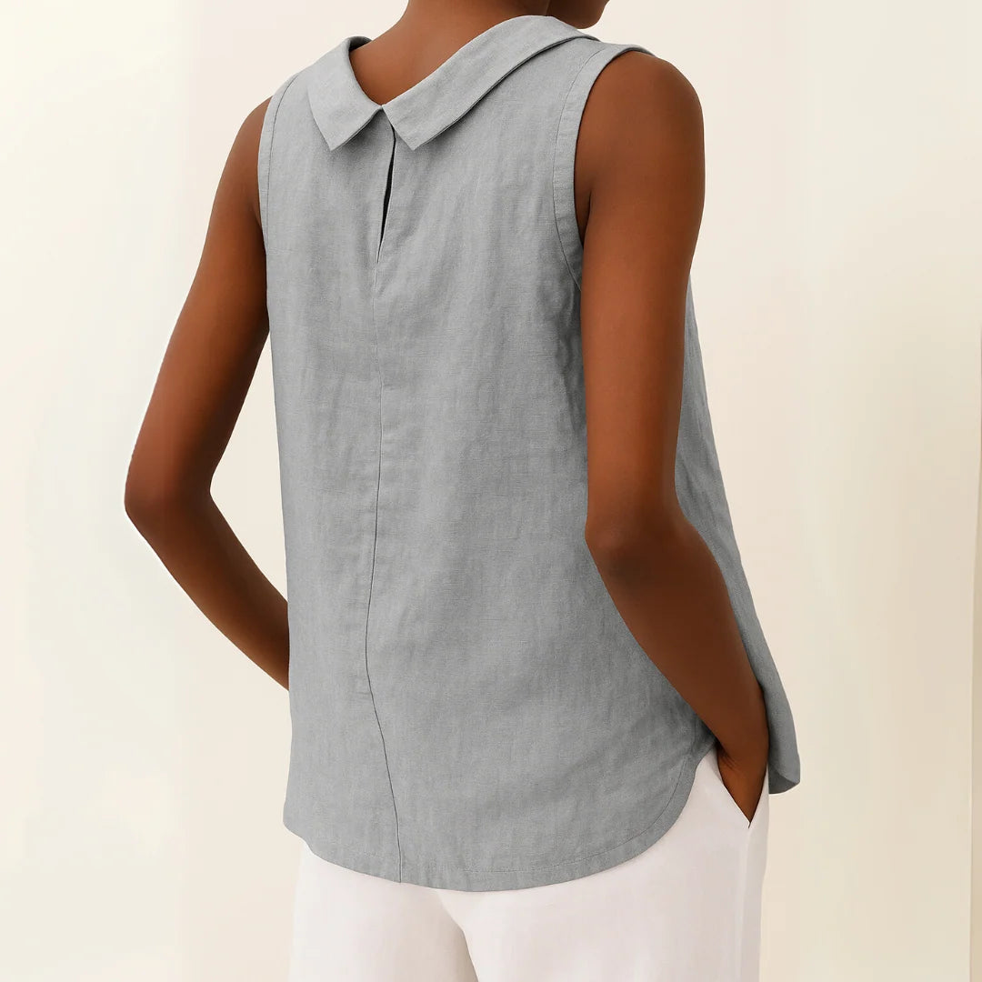 Casual Sleeveless Roll Collar Top for Women