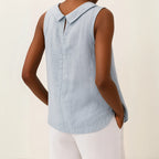 Casual Sleeveless Roll Collar Top for Women