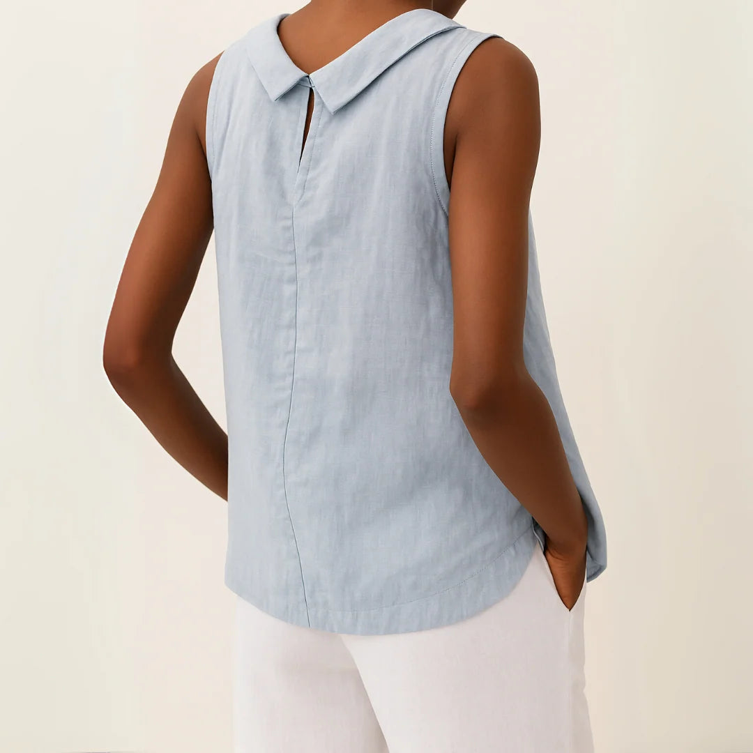 Casual Sleeveless Roll Collar Top for Women