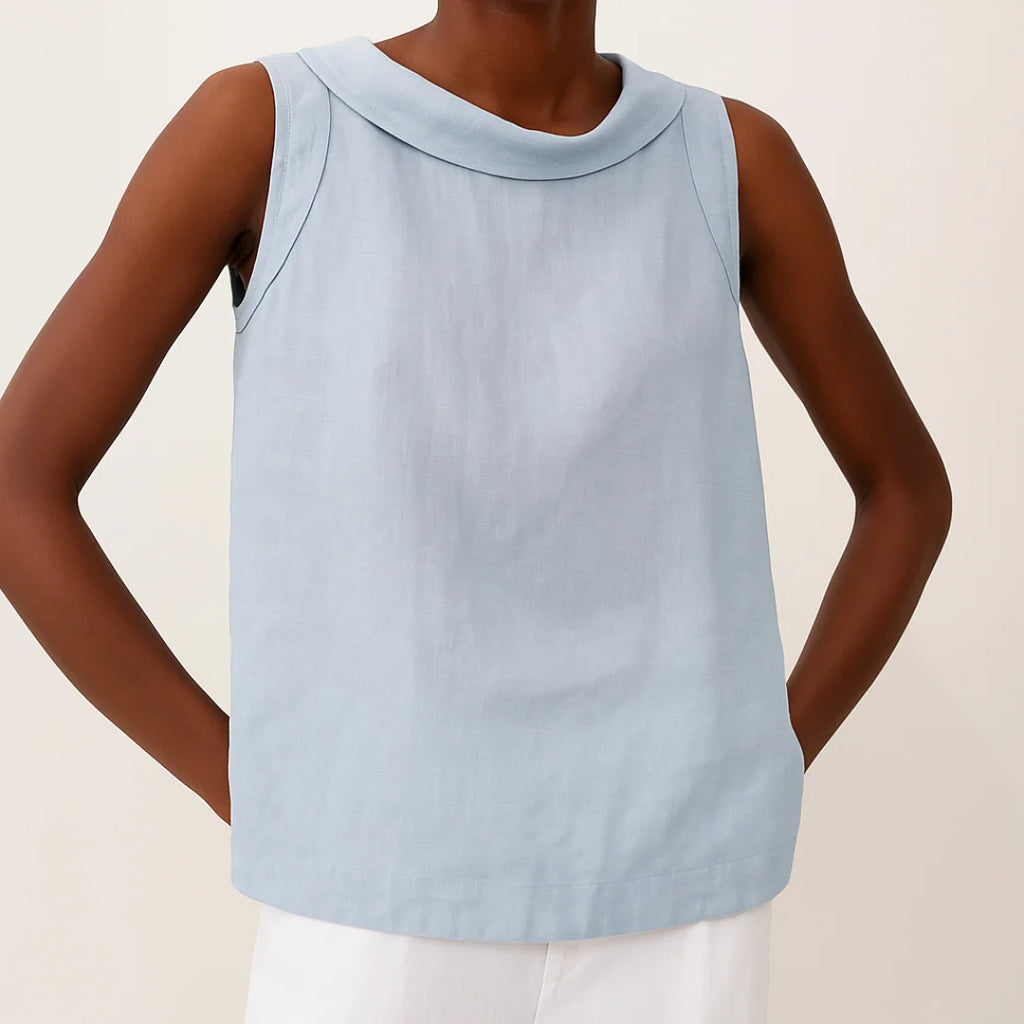 Casual Sleeveless Roll Collar Top for Women