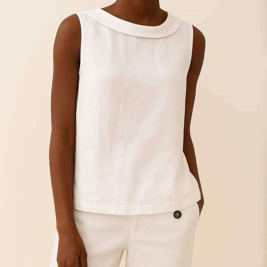 Casual Sleeveless Roll Collar Top for Women
