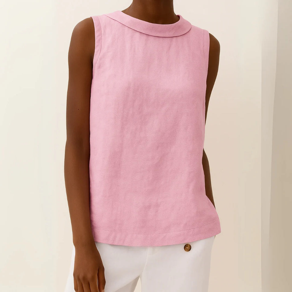 Casual Sleeveless Roll Collar Top for Women