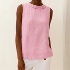 Casual Sleeveless Roll Collar Top for Women