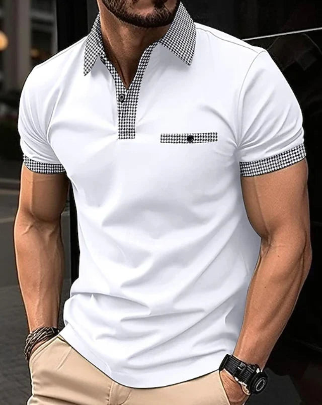 Classic Checkered Collar Polo Shirt for Men