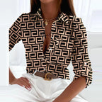Classic Collared Printed Blouse for Women