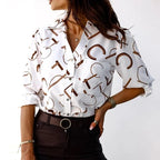 Classic Collared Printed Blouse for Women
