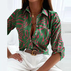 Classic Collared Printed Blouse for Women
