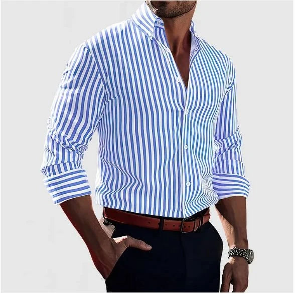 Classic Striped Button-Down Shirt for Men