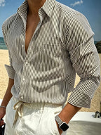 Classic Striped Long-Sleeve Shirt for Men