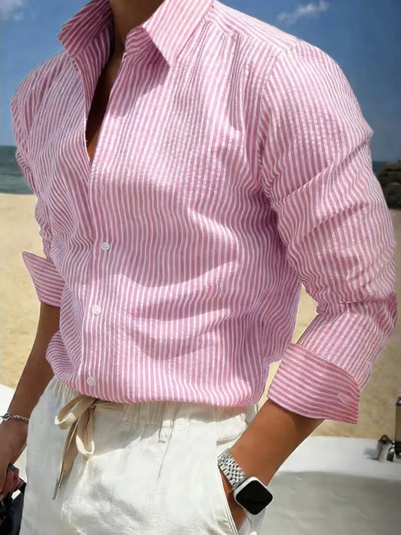 Classic Striped Long-Sleeve Shirt for Men