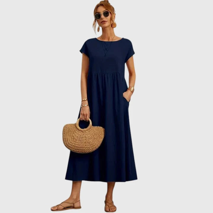 Comfortable Short Sleeve Midi Dress for Women