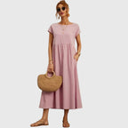 Comfortable Short Sleeve Midi Dress for Women