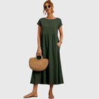 Comfortable Short Sleeve Midi Dress for Women