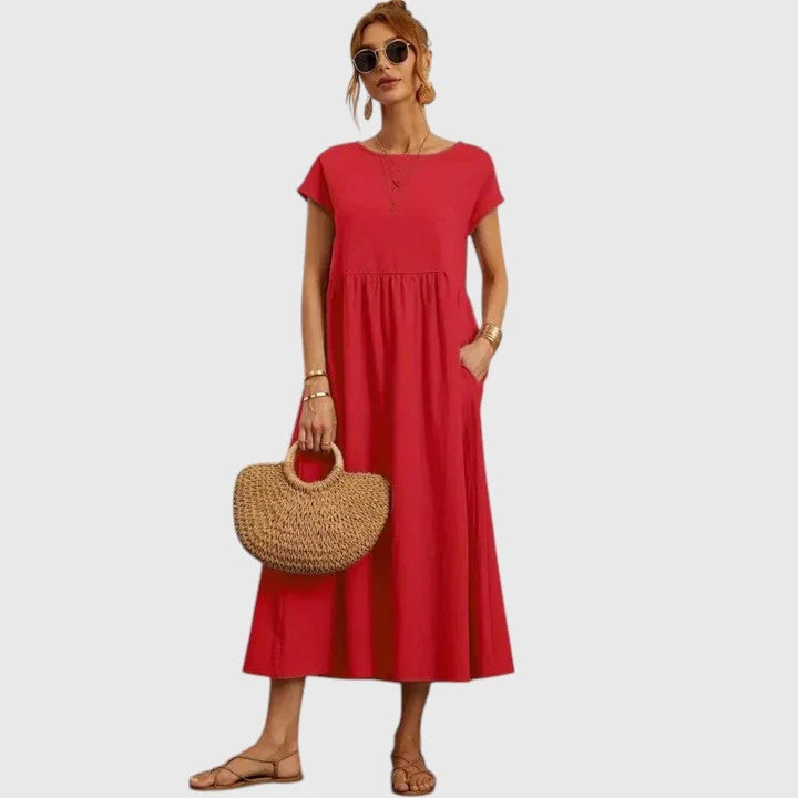 Comfortable Short Sleeve Midi Dress for Women
