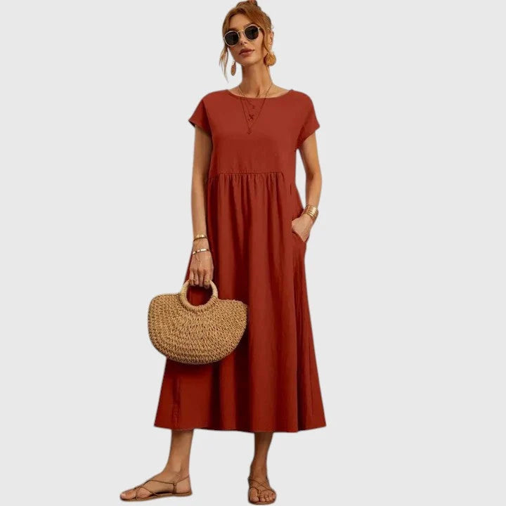 Comfortable Short Sleeve Midi Dress for Women