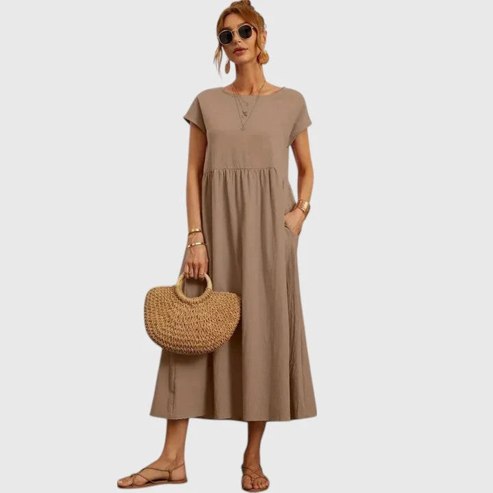 Comfortable Short Sleeve Midi Dress for Women