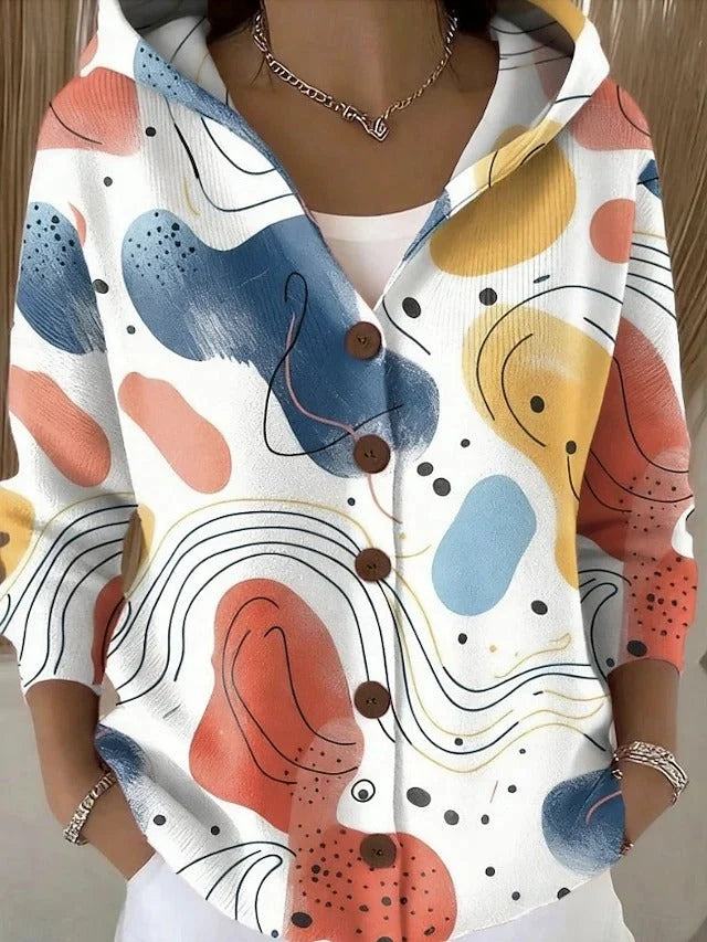 Elegant Button Hooded Sweater for Women