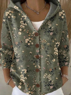 Elegant Button Hooded Sweater for Women