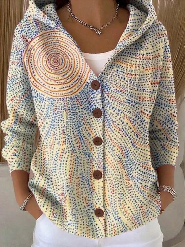 Elegant Button Hooded Sweater for Women
