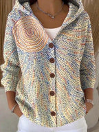 Elegant Button Hooded Sweater for Women