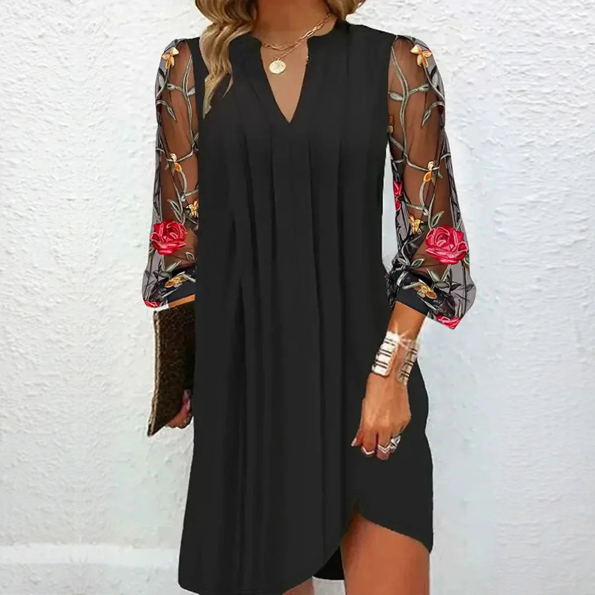 Elegant Floral Sleeve Dress for Women