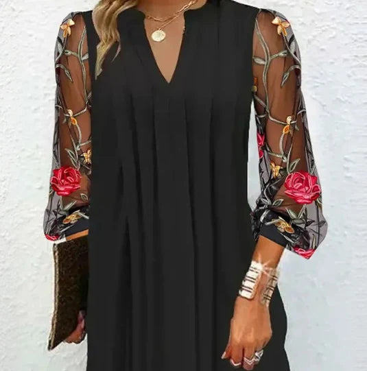 Elegant Floral Sleeve Dress for Women