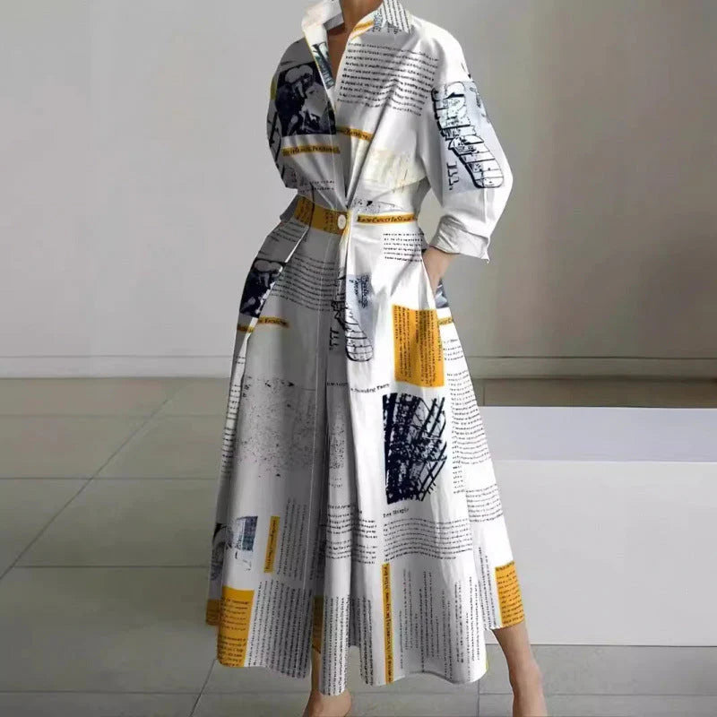 Elegant Front Wrap Collared Maxi Dress for Women