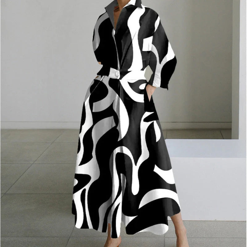 Elegant Front Wrap Collared Maxi Dress for Women