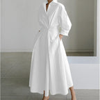 Elegant Front Wrap Collared Maxi Dress for Women