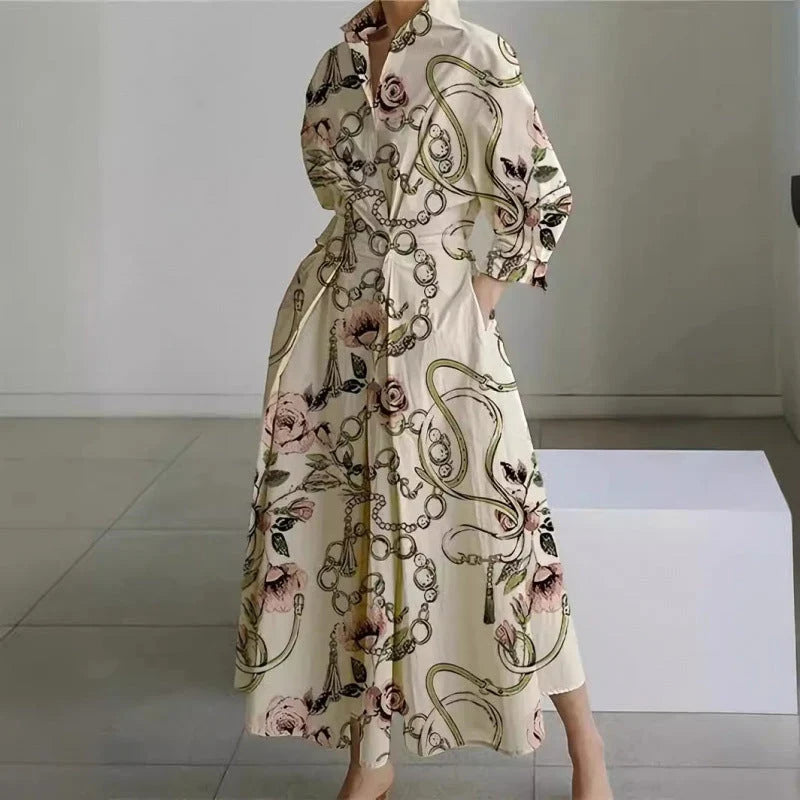 Elegant Front Wrap Collared Maxi Dress for Women