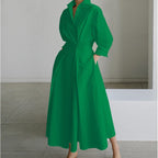 Elegant Front Wrap Collared Maxi Dress for Women