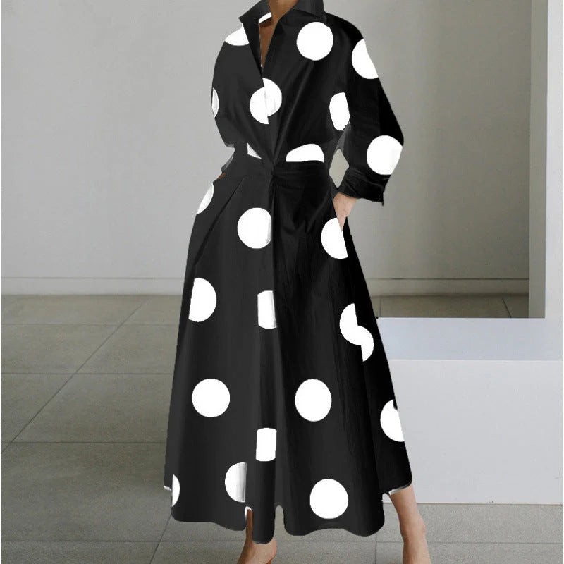 Elegant Front Wrap Collared Maxi Dress for Women