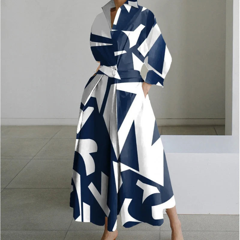 Elegant Front Wrap Collared Maxi Dress for Women