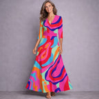 Elegant Mid Sleeve Maxi Dress for Women