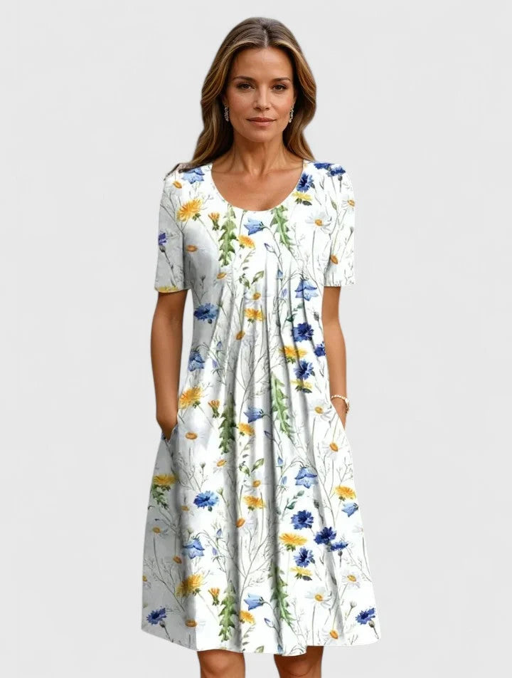 Elegant Pleated Midi Dress for Women