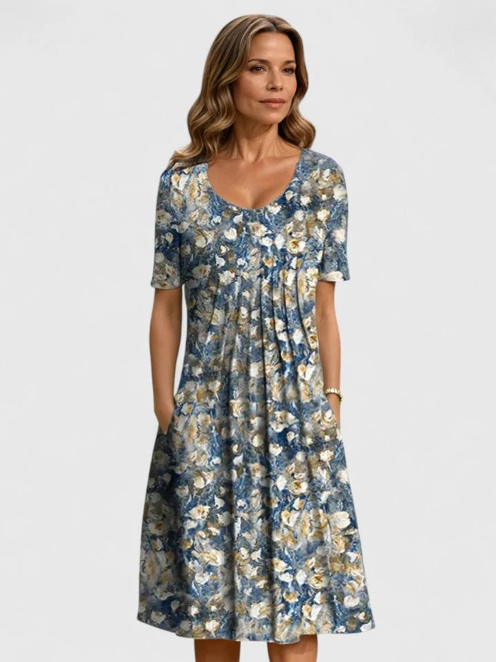 Elegant Pleated Midi Dress for Women