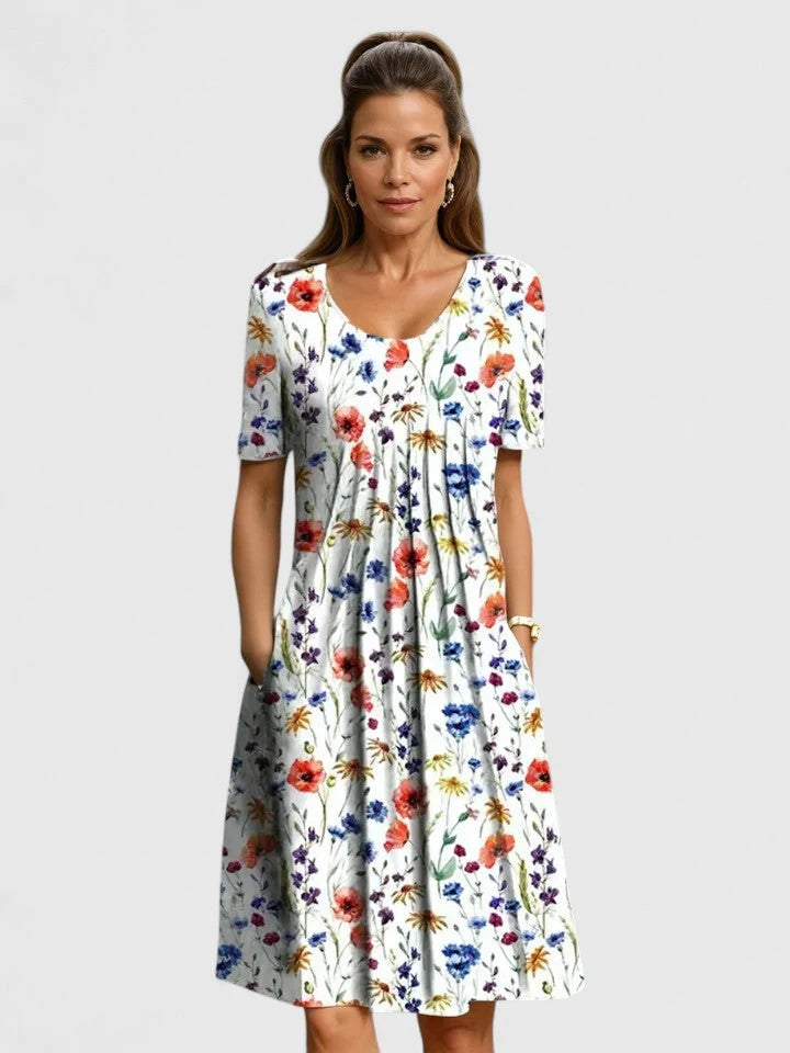 Elegant Pleated Midi Dress for Women