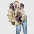 Elegant Ruffle Sleeve Floral Blouse for Women