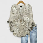 Elegant Ruffle Sleeve Floral Blouse for Women