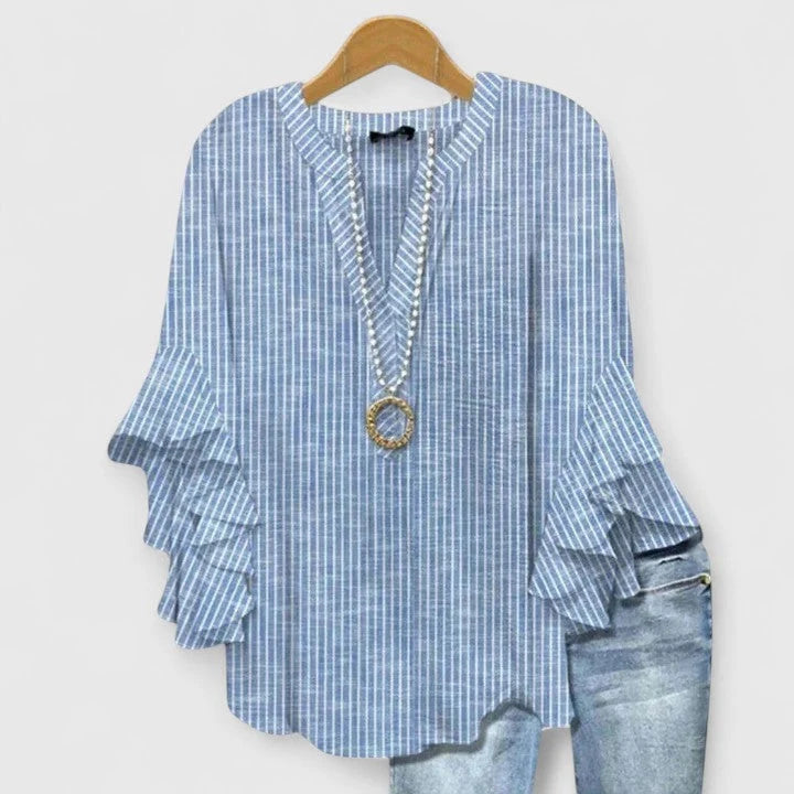 Elegant Ruffle Sleeve Floral Blouse for Women